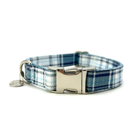 Adjustable Collar - Quick Release  Blue Plaid (Color: Blue Plaid, size: large)