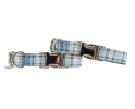 Adjustable Collar - Quick Release  Blue Plaid