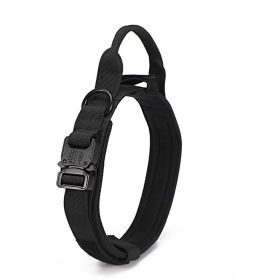 Tactical Dog Collar with Handle for Dog Training (Color: Black, size: L)