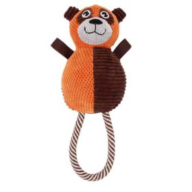 Pet Life Plush Huggabear Tugging Dog Toy (Color: Orange/Dark Brown)