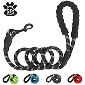 Strong Dog Leash with Zipper Pouch (Color: Black)