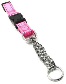 Pet Life Safety and Training Chain Dog Collar (Color: Pink, size: large)