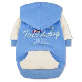 Touchdog 'Heritage' Dog Hoodie (Color: Blue, size: medium)