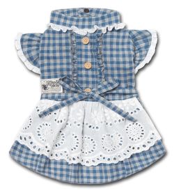 Touchdog 'I love Poochi'  Plaid Dog Dress (Color: Blue, size: X-Small)