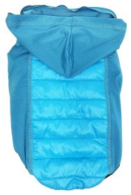 Pet Life 'Apex' Lightweight Dog Coat w/ Pop out Hood (Color: Blue, size: large)