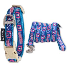 Touchdog 'Bone Patterned' Collar and Leash (Color: Blue, size: medium)