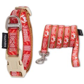 Touchdog Stitched Embroidered Collar and Leash (Color: Red, size: small)