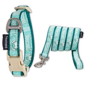 Touchdog Stitched Embroidered Collar and Leash (Color: Green, size: small)