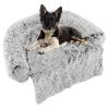 Gray Plush Calming Dog Couch Bed