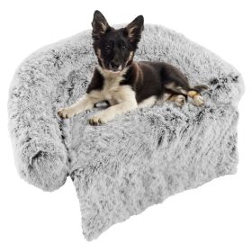 Gray Plush Calming Dog Couch Bed (size: M)