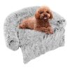 Gray Plush Calming Dog Couch Bed