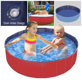 4X4FT Foldable Pet Swimming Pool (Color: Red)