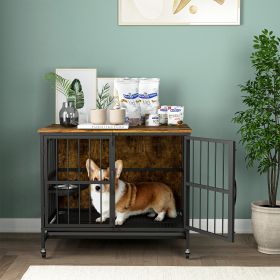 Modern Kennel Dogs room up to 60 LB, Dog crate (Color: Antique brown)