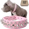 Adjustable Microfiber Leather Spiked Studded Dog Collar