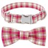 Plaid Dog Collar with Bow for Small Medium Large Dogs