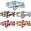 Plaid Dog Collar with Bow for Small Medium Large Dogs