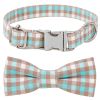 Plaid Dog Collar with Bow for Small Medium Large Dogs