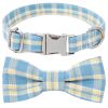 Plaid Dog Collar with Bow for Small Medium Large Dogs