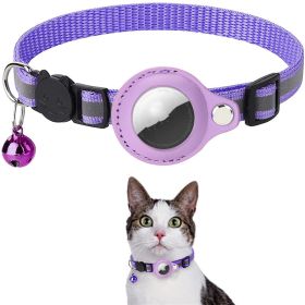 Reflective Collar Waterproof Holder Case For Airtag (Color: Purple)